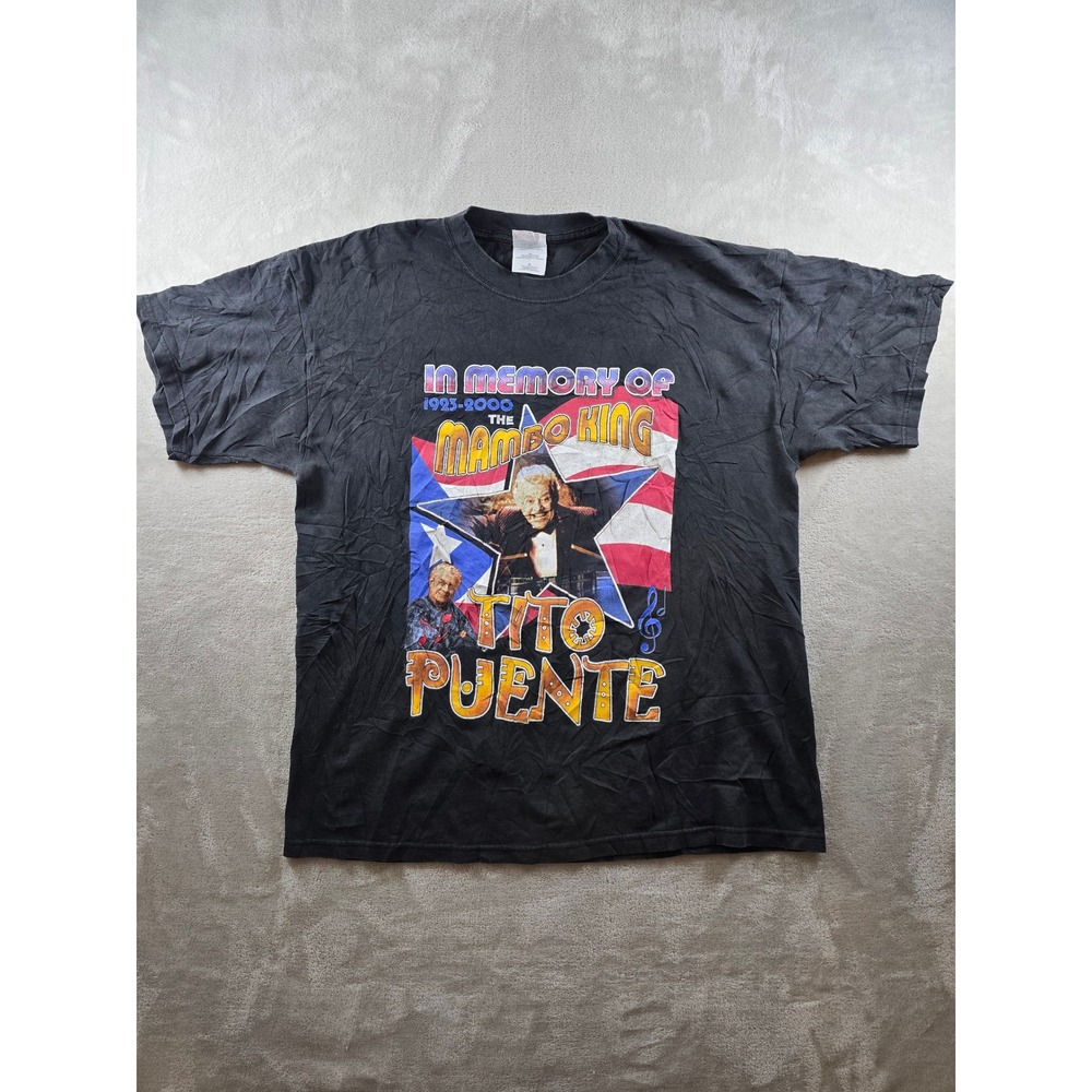 Vintage Tito Puente Mambo King Memorial Graphic T-Shirt Mens XL Black Y2K